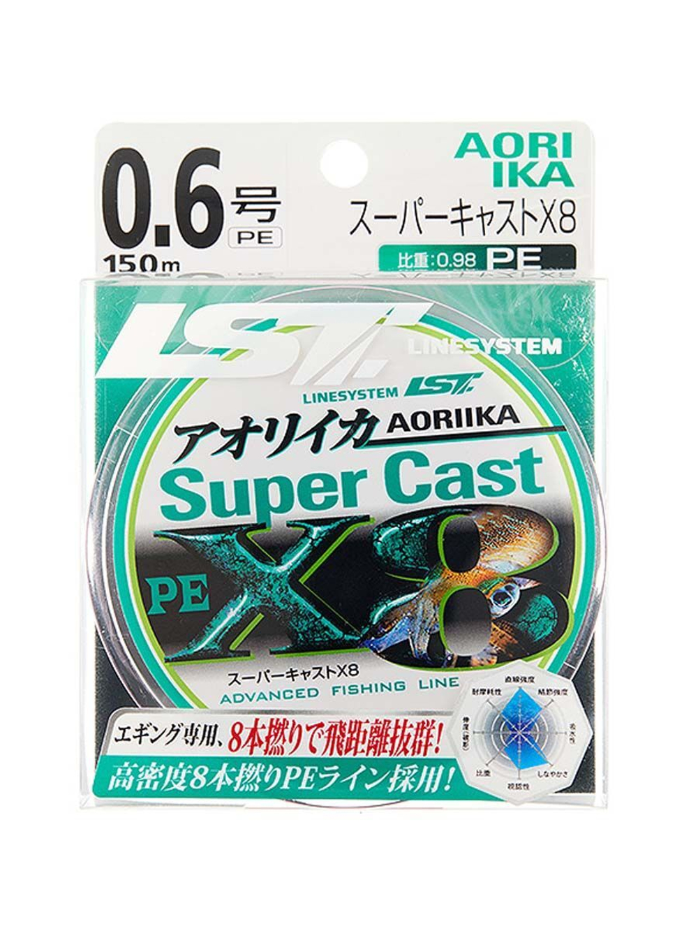 Плетеный шнур для рыбалки LINESYSTEM Eging Super Cast X8 #0.6 (150m)