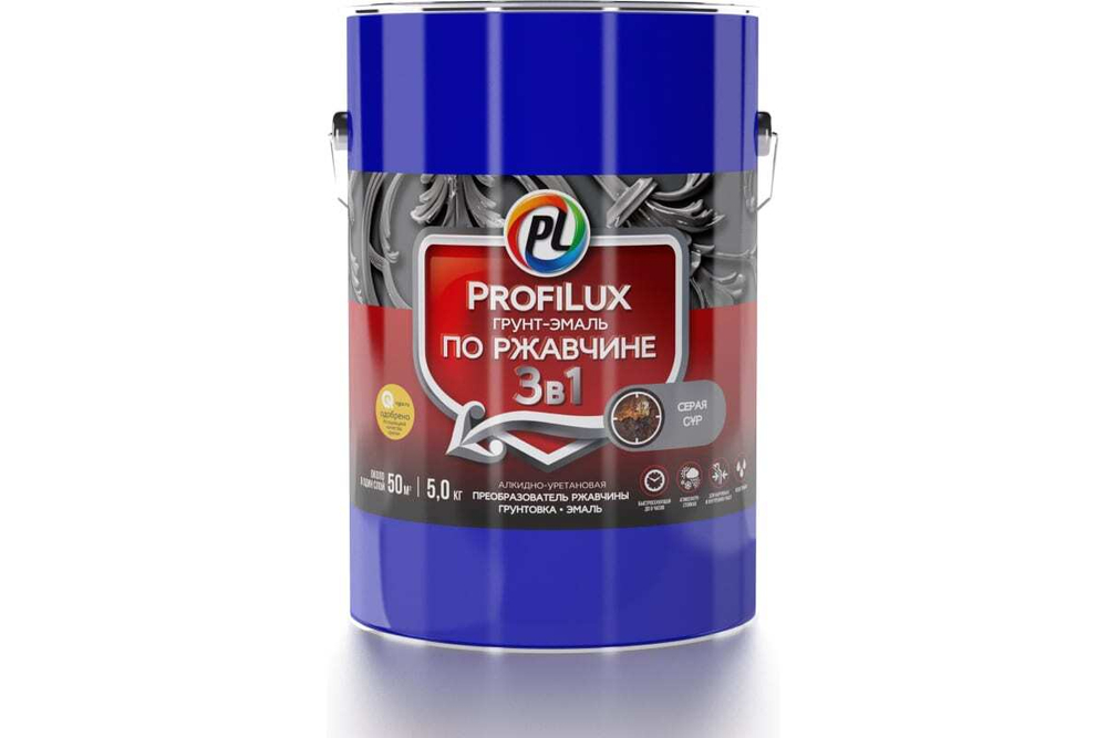 Грунт-эмаль по ржавчине 3 в 1 Profilux полуматовая серая
