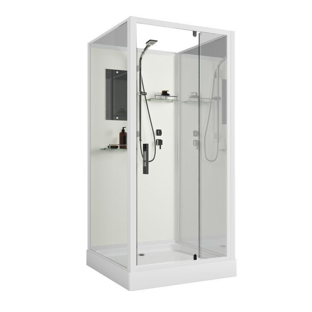 Душевая кабина Niagara Standart ST80/15Q/BK (80х80х200) квадрат,поддон 15см,распашная,проф.белый,без крыши,3 места