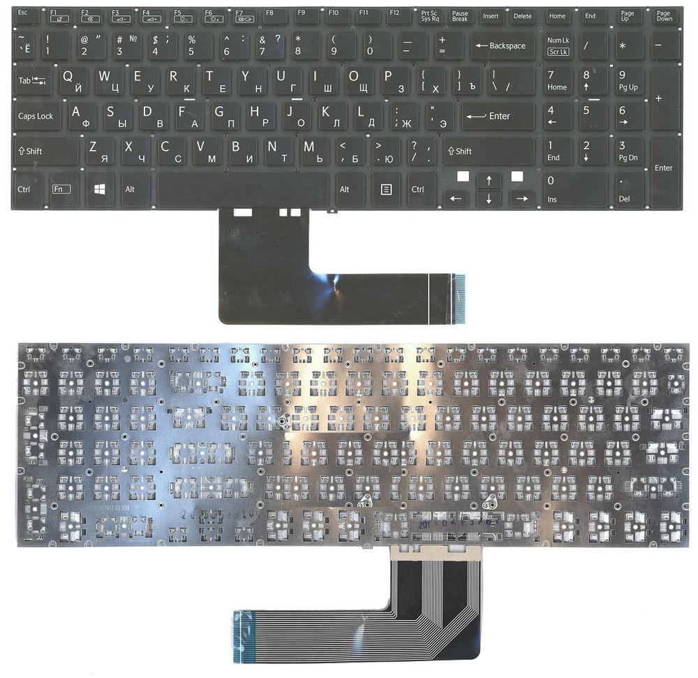 Клавиатура для ноутбука Sony Vaio Fit SVF15 Series (Черная, без рамки, с подсветкой)