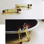 Серьги пусеты "Брусочки", серебро 925, натуральный янтарь.