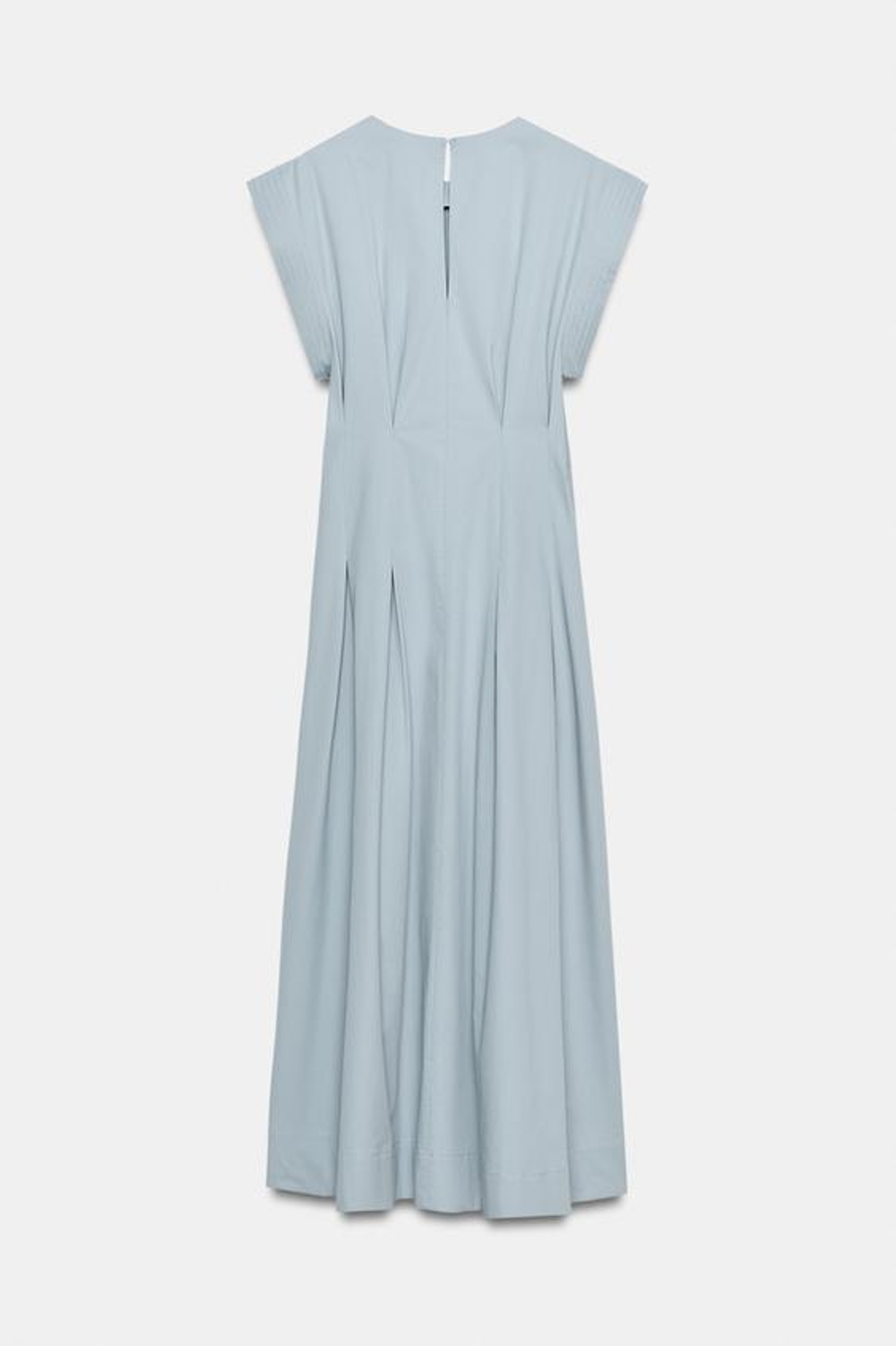 ZARA ПЛАТЬЕ ИЗ ПОПЛИНА СО СКЛАДКАМИ — ZW COLLECTION, СЕРО-СИНИЙ