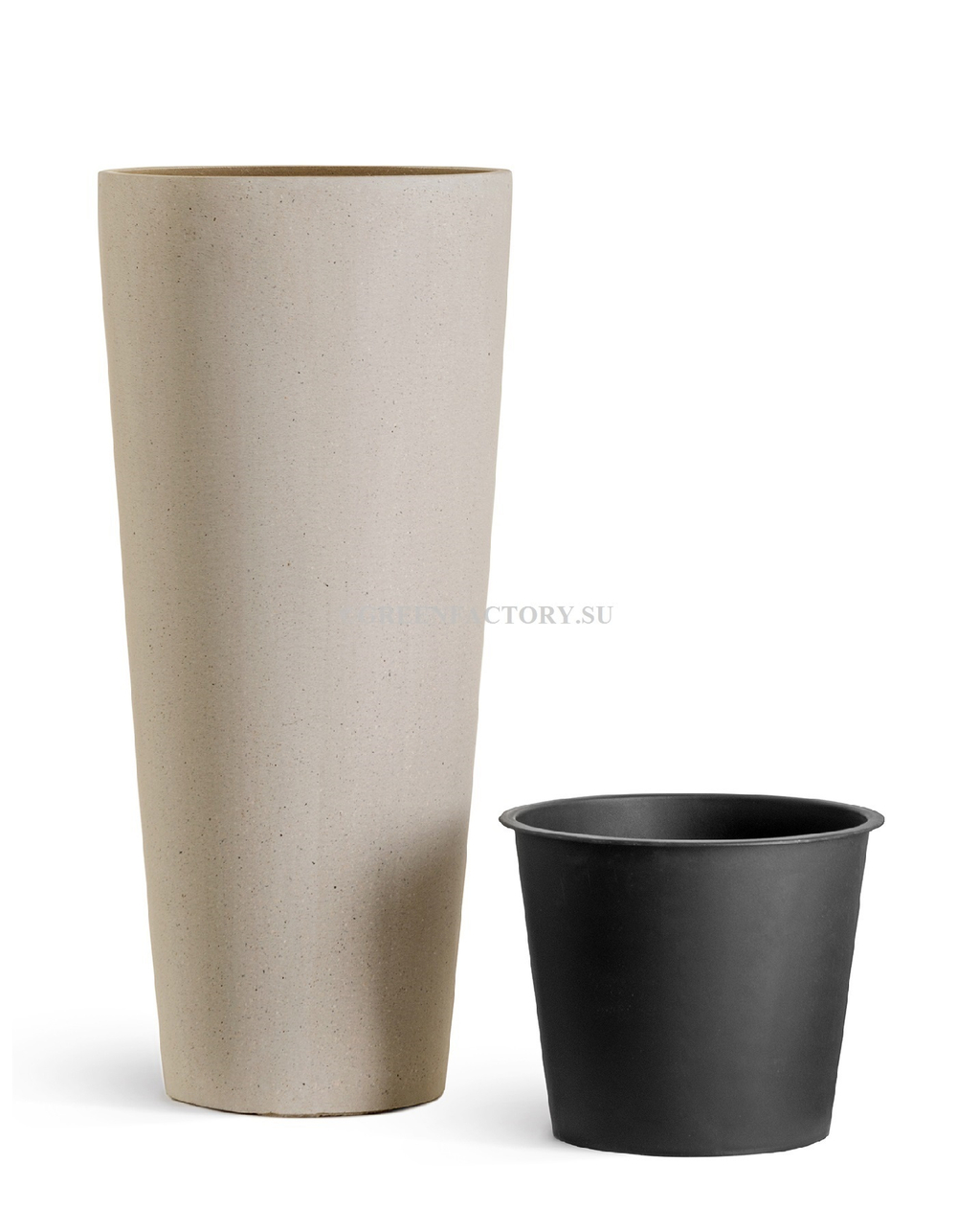 Кашпо TREEZ Effectory - Beton - Высокий конус - Белый песок