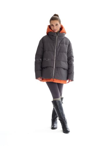 Куртка с контрастной отделкой в графитовом цвете