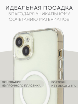 Чехол BROSCORP для Apple iPhone 15 Plus (арт.IP15PLUS-TPU-PC-MAGSAFE-CLEAR )