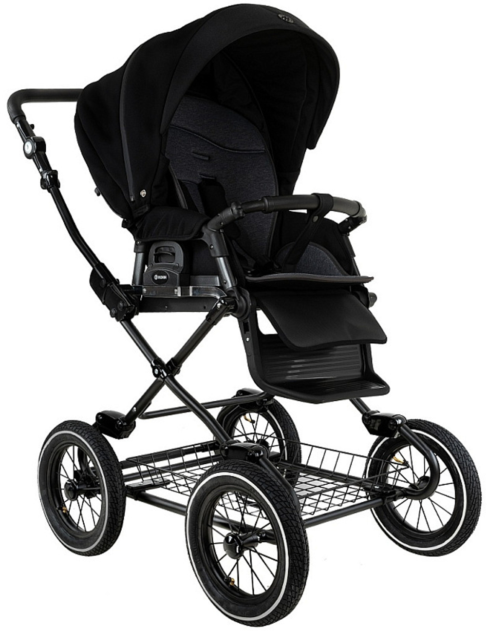 Детская коляска Roan Bass Next Classic d12 2.0 3 в 1 с автокреслом Tutis Elo Black BNC/85/2 Caviar/Black/руч.Cappuccino