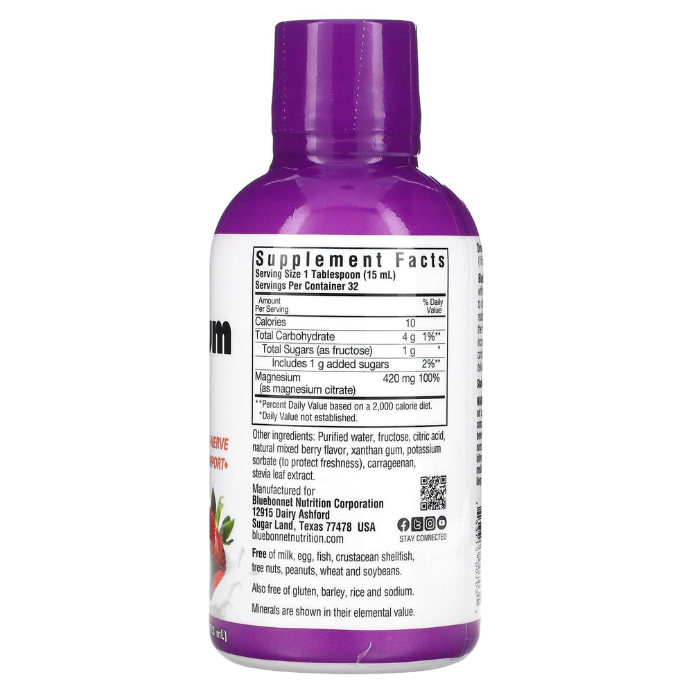 Bluebonnet Nutrition, жидкий цитрат магния, со вкусом ягодного ассорти, 473 мл (16 жидк. унций)