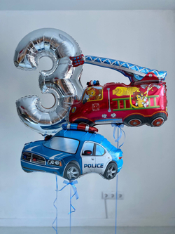 Воздушные гелиевые шарики с доставкой по Хабаровску Полиция/Пожарная машина/Спецтехника№4461