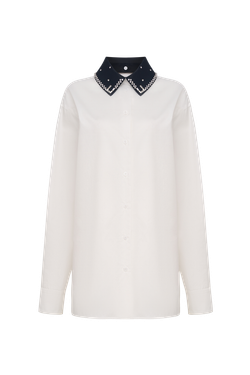 Рубашка с акцентным воротником (Двойная жизнь), белая
