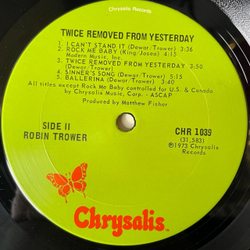 Винтажная виниловая пластинка LP Robin Trower Twice Removed From Yesterday (USA 1973)