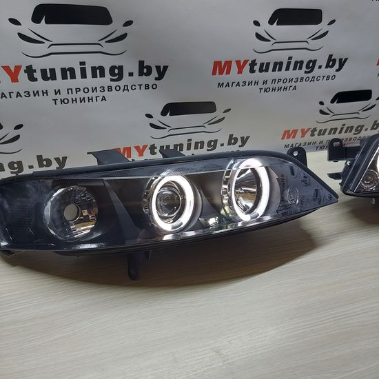 Передние фары Opel Vectra B angel eyes black