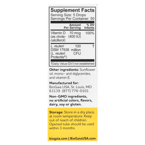 BioGaia, Protectis, пробиотик в каплях для детей, с витамином D3, 10 мл (0,34 жидк. унции)