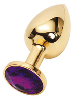Малая золотая металлическая пробка с фиолетовым кристаллом (Цвет: золотой с фиолетовым)