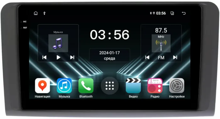 Магнитола для Mercedes-Benz GL X164, ML W164 2005-2012 (рамка матовая) - FarCar S280 монитор 9.5" IPS на Android 13, CarPlay