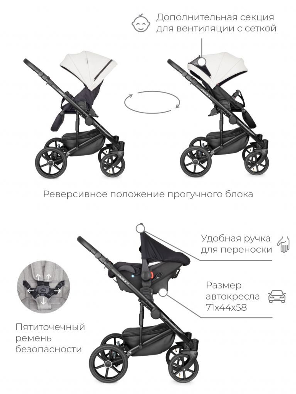 Коляска  OZON (3 в 1) (RIKO BASIC) 07 белый