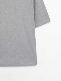 MASSIMO DUTTI Хлопковая футболка с короткими рукавами - Studio, серый