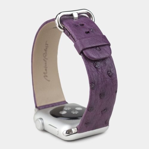 Ремешок для Apple Watch 40/41/42 mm из кожи страуса, фиолетового цвета