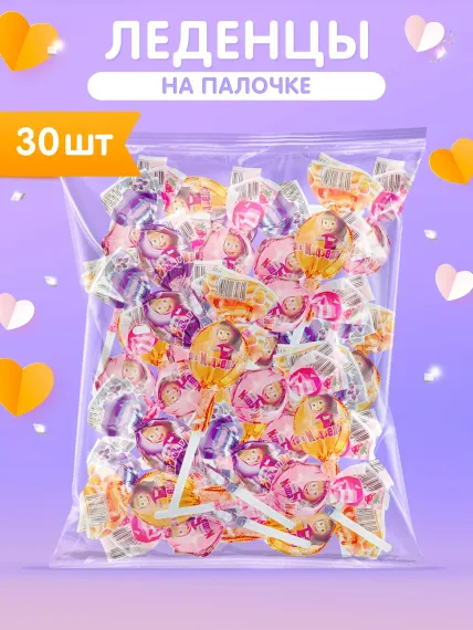 Леденцы на палочке ассорти Сладкая сказка Маша и Медведь 10г х 30шт.