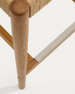 Полубарный стул Analy из массива дуба в натуральной отделке и веревочным сиденьем 65 см