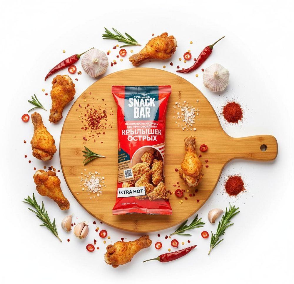 Смесь панировочная для приготовления крылышек острых, Гурмикс, 240 г