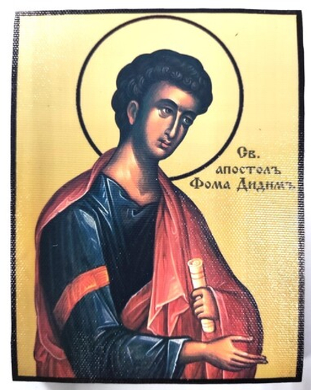 Икона на дереве, холст: Фома Дидим апостол, 12х15 (Почаевская Лавра)