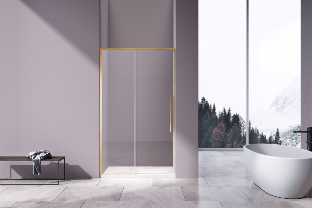 Душевая дверь Slim-N VDS-4SN130CLG, 1300, брашированное золото, стекло прозрачное