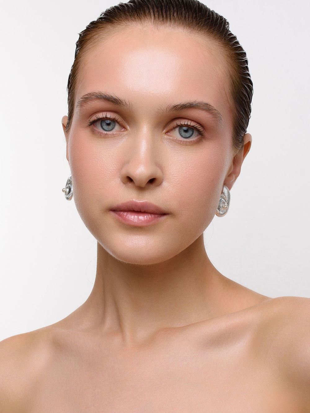 Серьги "Shell Ribbing Pearl" Silver