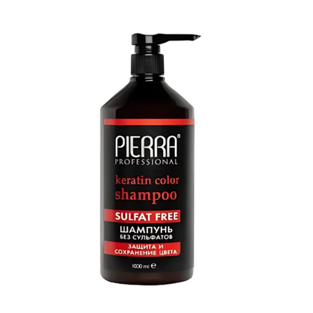 PIERRA Бессульфатный шампунь для окрашенных волос Keratin Color Shampoo, 1000 мл