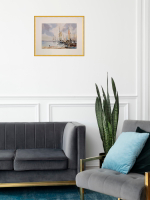 Картина авторская акварельная в паспарту 30х40 см на стену для интерьера "В порту"