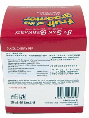 Восстанавливающая маска Iv San Bernard Fruit of the Grommer Black Cherry для короткой шерсти с протеинами шелка Восстанавливающая маска Iv San Bernard Fruit of the Grommer Black Cherry для короткой шерсти с протеинами шелка