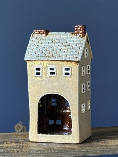 Декоративный подсвечник из керамики "Домик бежевый" CAMPO Home & Garden 11x9xH22 см