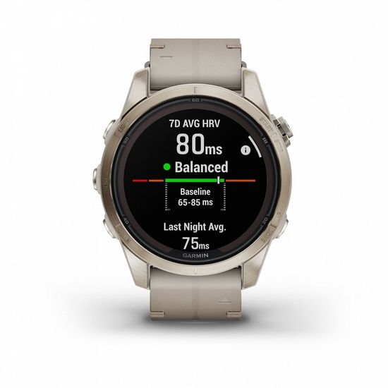 Умные часы Garmin Fenix 7S Pro Sapphire Solar золотистый корпус с кожаным ремешком цвета известняка