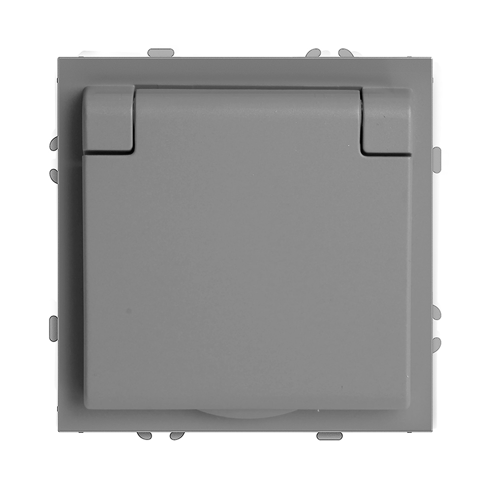 Розетка 1-местная с крышкой с защ. штор, STEKKER, б/з, 250В, 16А, серия Эмили, RST16-5113-10, платиново-серый, soft touch 49956