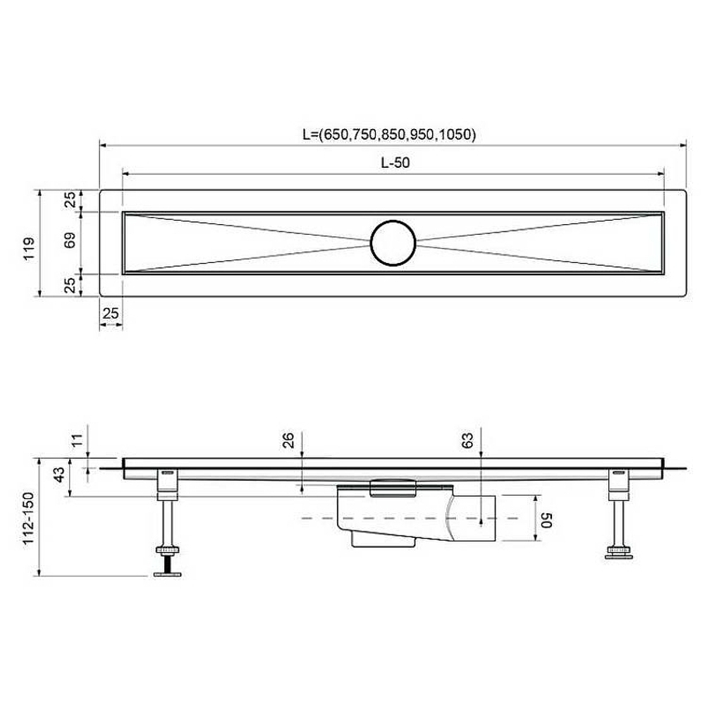 Душевой лоток Timo Drain System 80 DS230208/17 с решеткой Золото матовое / под плитку