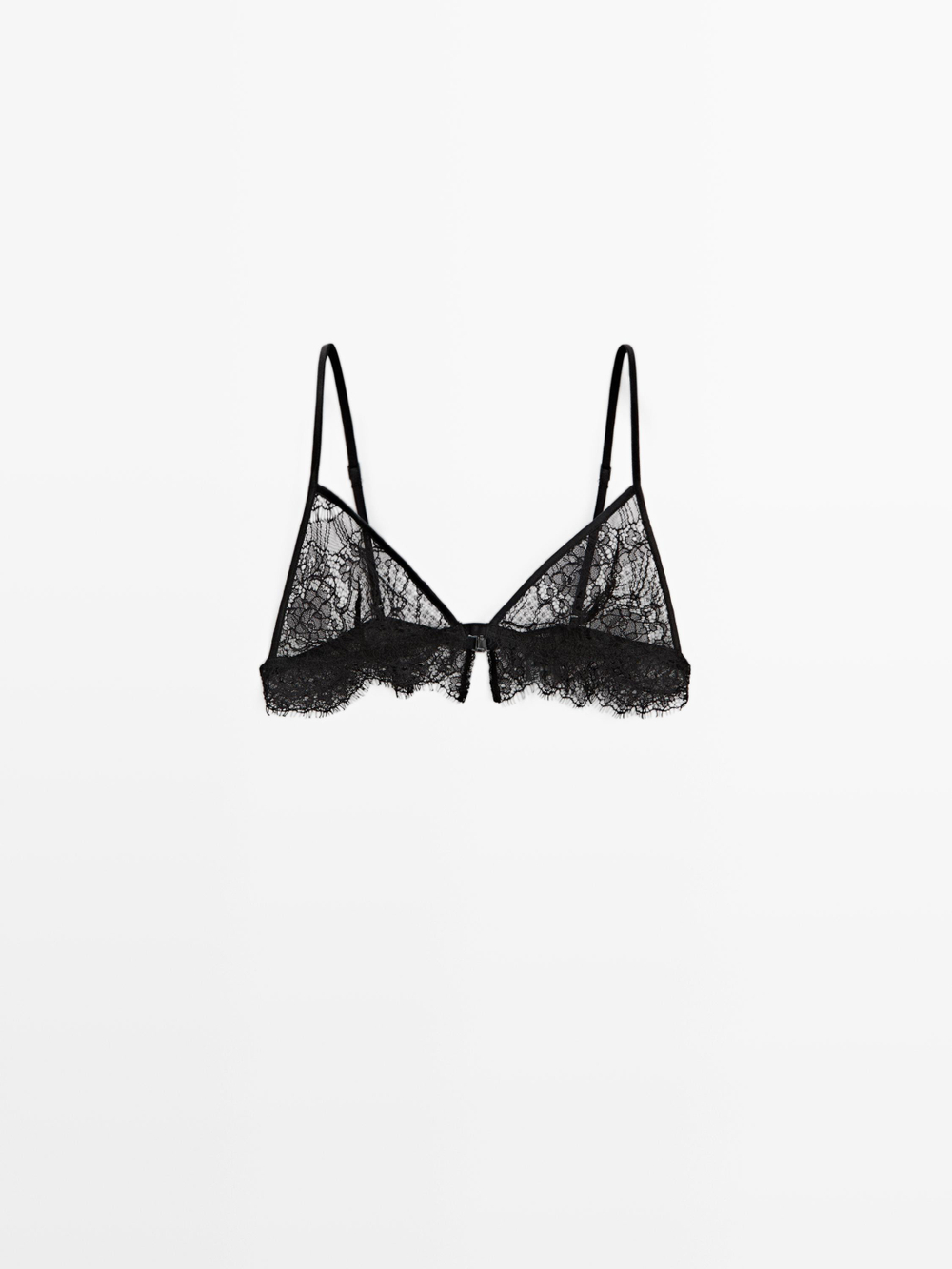 Massimo Dutti Топ-бралетт из смесового хлопка с кружевом, черный