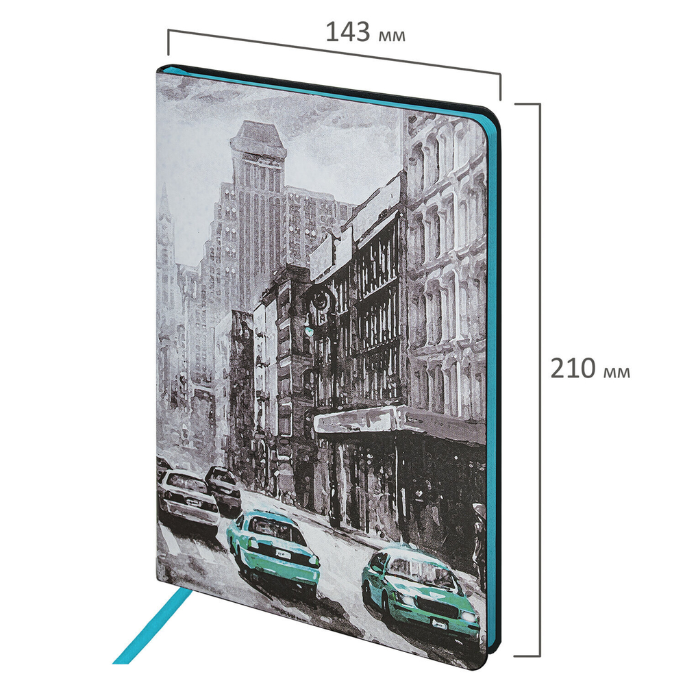 Блокнот А5 (143x210 мм) BRAUBERG VISTA "Old New York" под кожу гибкий 80 л. (2 штуки в упаковке)