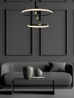 Светильник подвесной светодиодный Lanbos, LED 80 Вт, черный с золотом