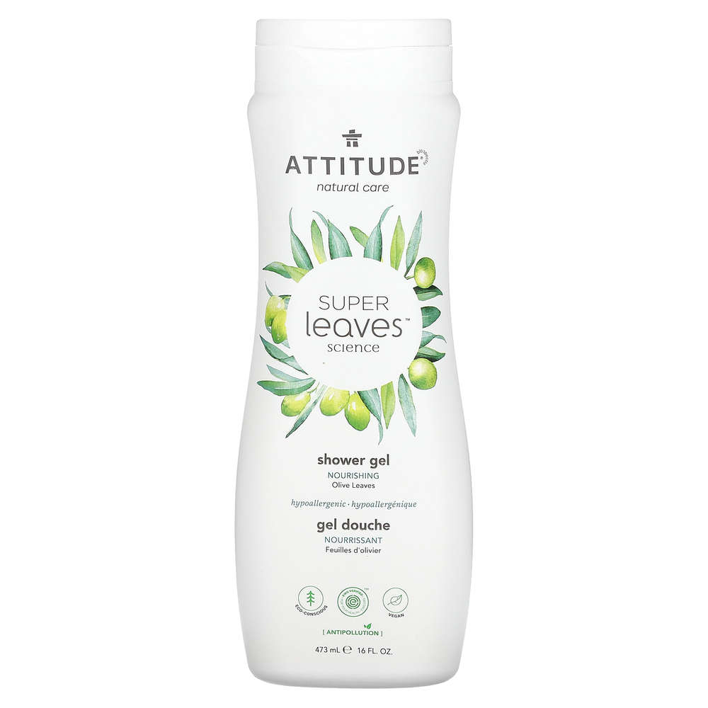 ATTITUDE, Super Leaves Science, гель для душа, питательный, оливковые листья, 473 мл (16 жидк. Унций)