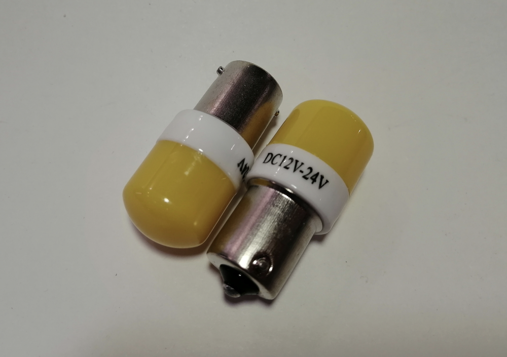 P21W (BA15S) / Светодиодная лампа P21W, желтый, один контакт, 12-24V, (за 1 шт.)