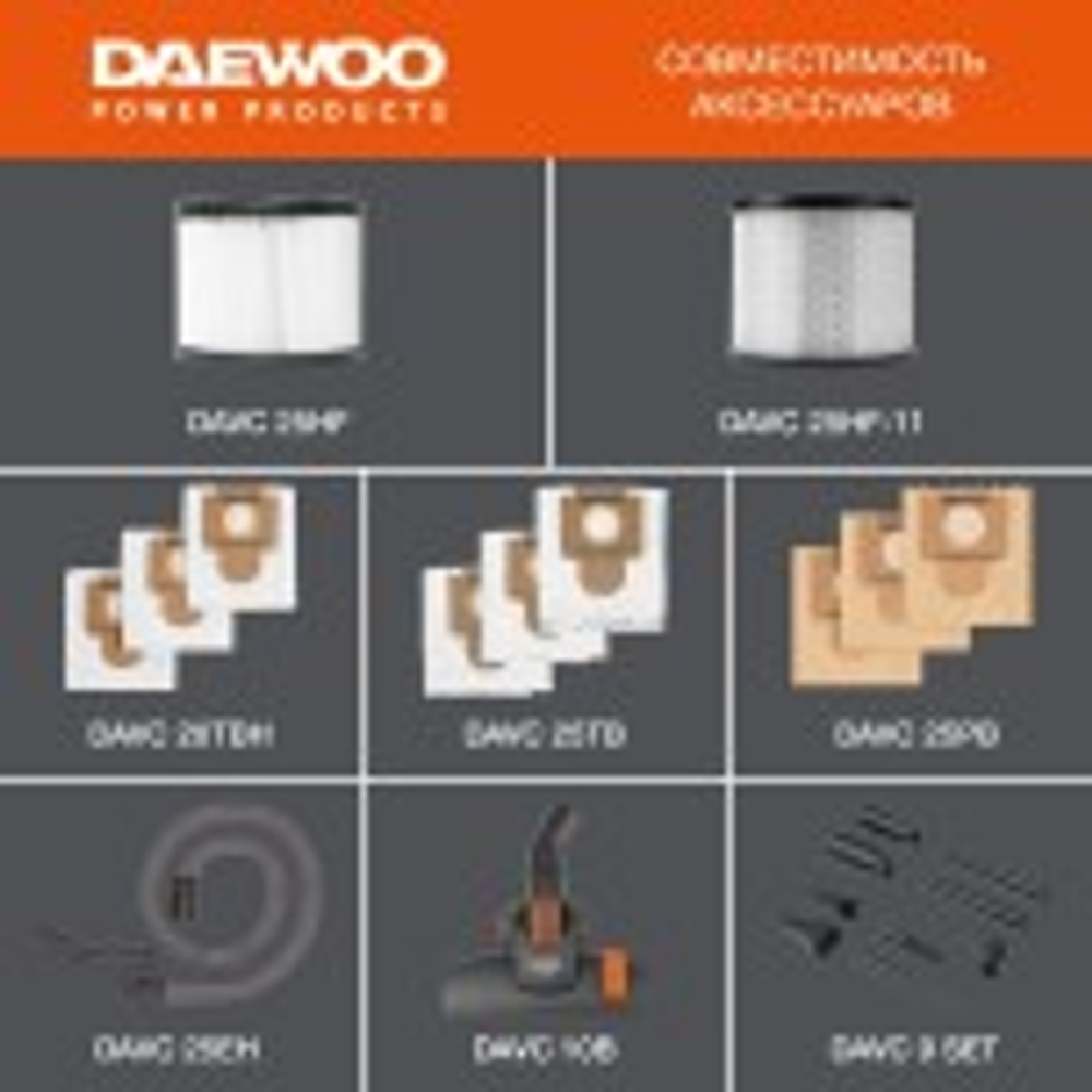 Пылесос для строительных работ DAEWOO DAVC 2000 HOME