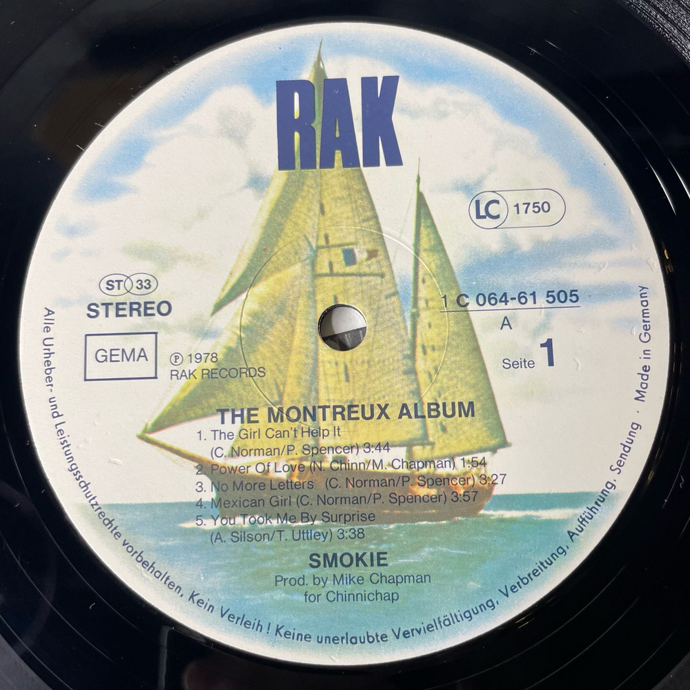 Винтажная виниловая пластинка LP Смоуки Smokie The Montreux Album (Германия 1978)