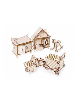 Деревянный конструктор Lemmo МОДЕЛЬ "НАБОР МЕБЕЛИ ДЕТСКАЯ", 155 деталей