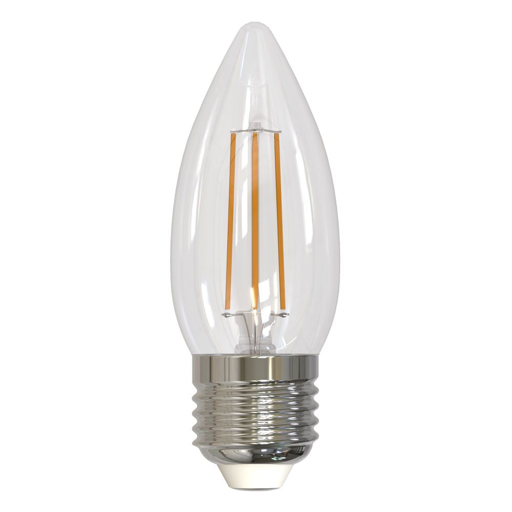 LED-C35-5.5W-3000K-E27-CL-SLF Лампа светодиодная. Форма свеча. прозрачная. Теплый белый свет 3000K. ТМ Volpe