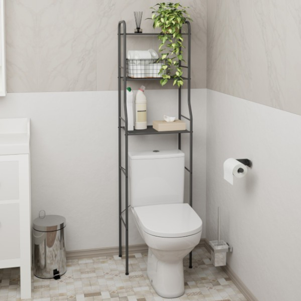 Стеллаж в ванную комнату узкий "Атлантик 13" Графит 455*290*1670