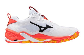 Мужские кроссовки для бадминтона/сквоша Mizuno Wave Stealth Neo 2 - white/fiery coral 2/citrus