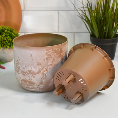 Кашпо Микрит 1л d150мм со вставкой, бежевый слайн