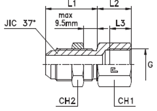 Соединение PD JIC 7/16 - BSP 1/8