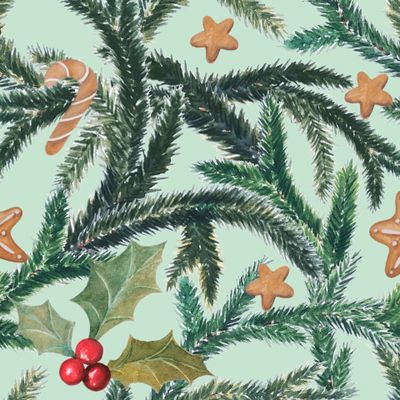 Рождественский узор в зеленой гамме