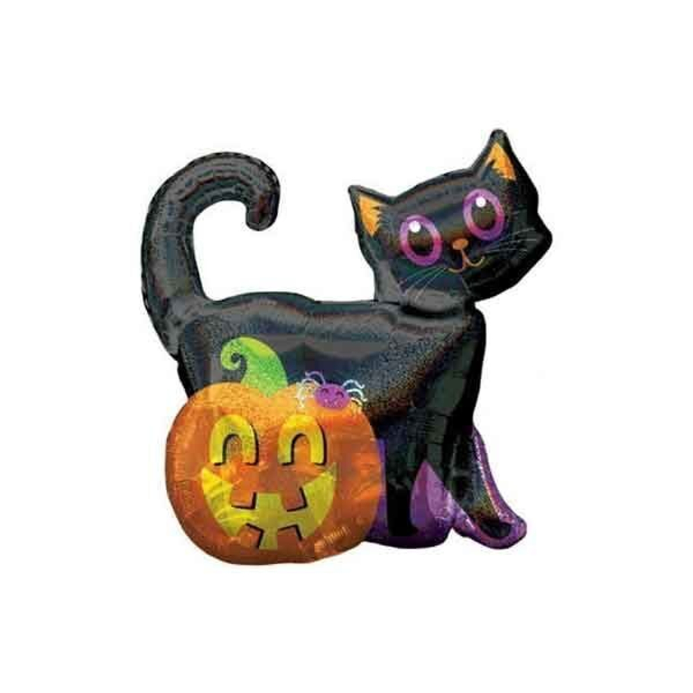 Шар фигура Кот черный и Тыква блеск