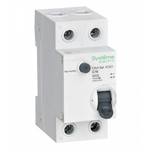 Дифференциальный автомат City9 Set электронный C16А 10мА тип А 2П 4,5кА Systeme Electric (дифавтомат, АВДТ) C9D51616